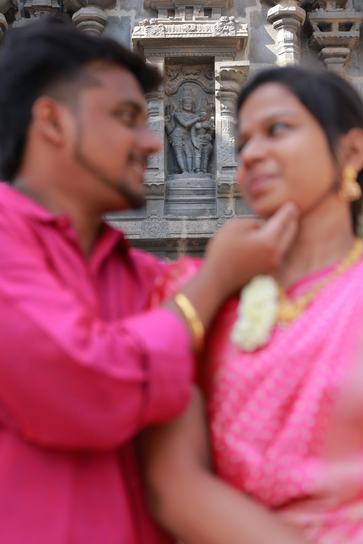 A quiet forehead-to-forehead moment between Venkatesh and Brindha